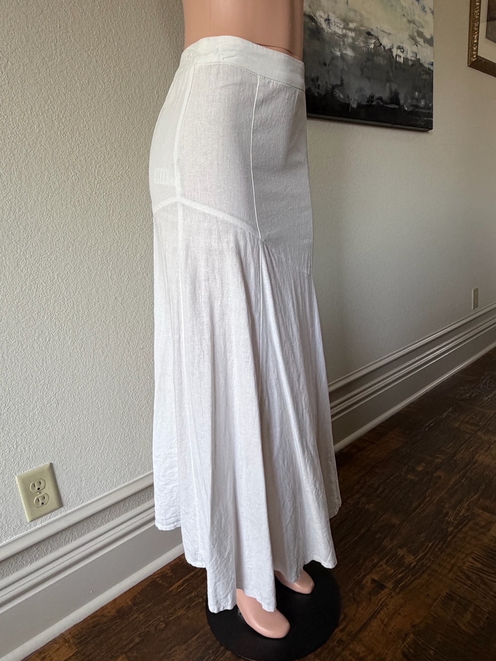 ASOS White Linen Blend Asymmetrical Fitted & Flared Maxi Skirt - size 6